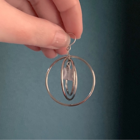 Two-Pair Earring Set - 1 Studs, 1 Dangling Triple Hoops w/Accent Stone - Picture 10 of 10